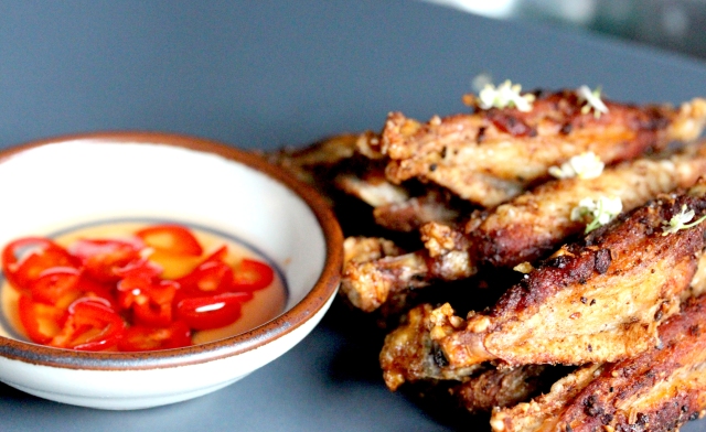 twice fried chicken wings with dipping sauce
